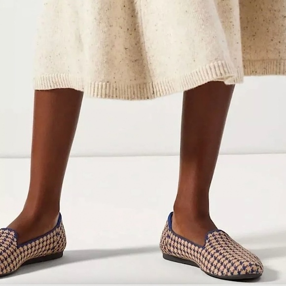 ROTHY'S The Loafer Sapphire & Camel Houndstooth Check Round Toe Flats Loafers - Picture 3 of 12